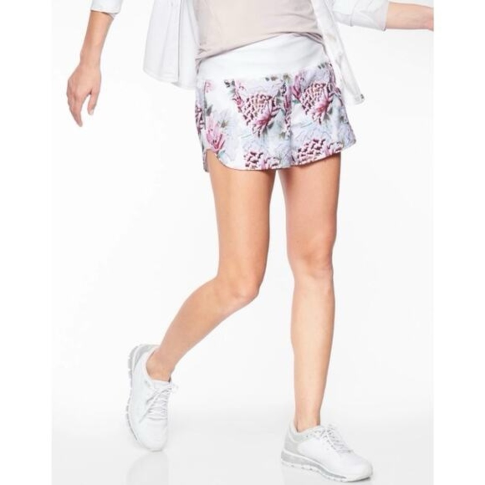 Athleta  Run Free Printed Running Shorts White Floral Garden Party S